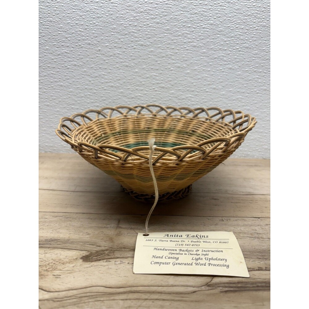 Vintage Handwoven Wicker Basket Cherokee Style Handmade In USA